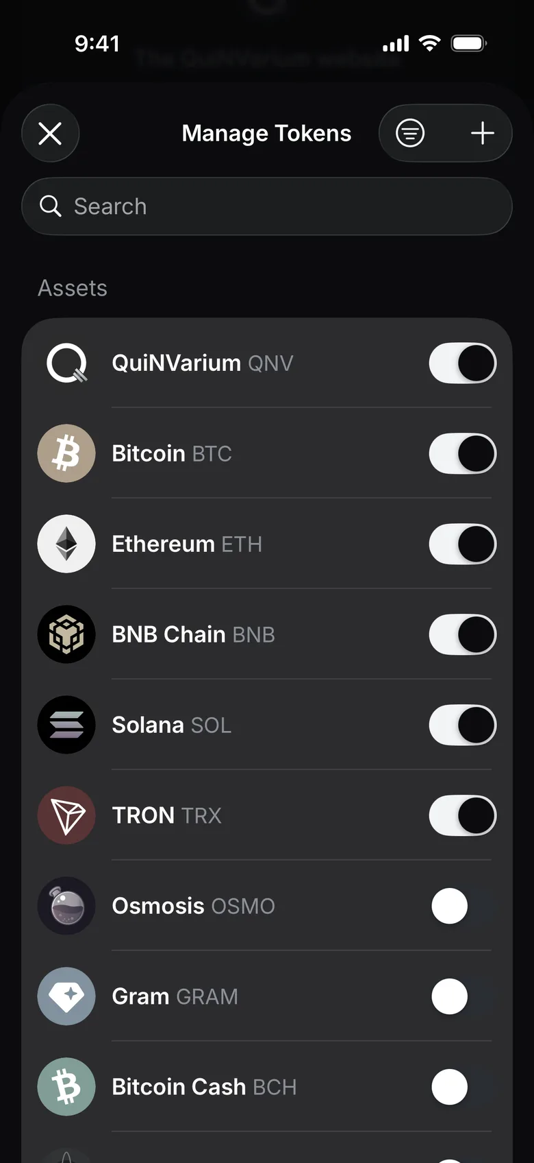 Search or scroll the list