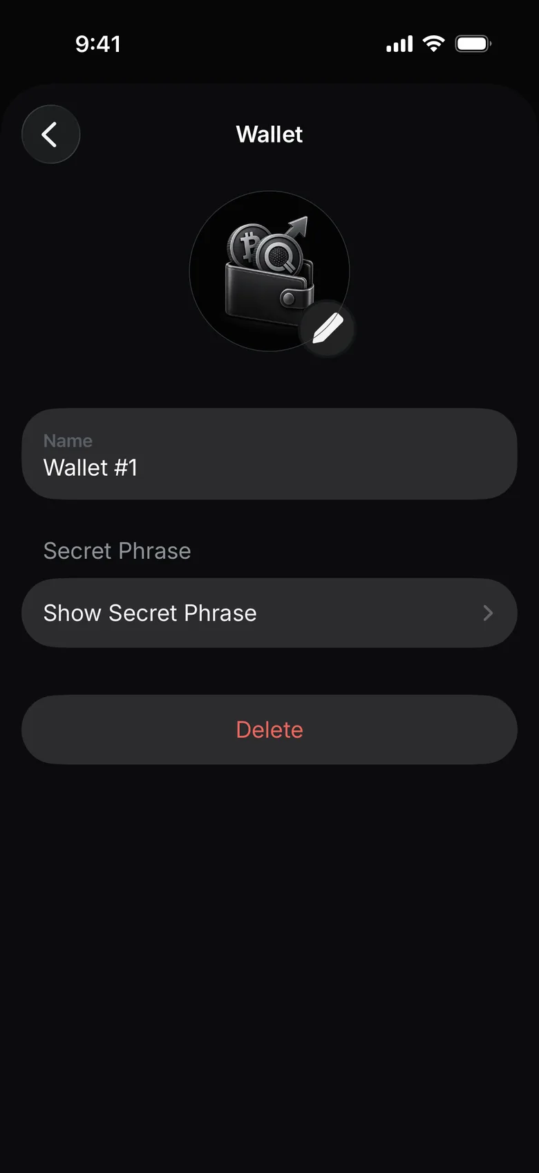 Tap Show Secret Phrase