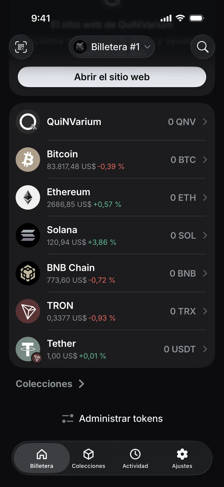 Toca «Administrar tokens»