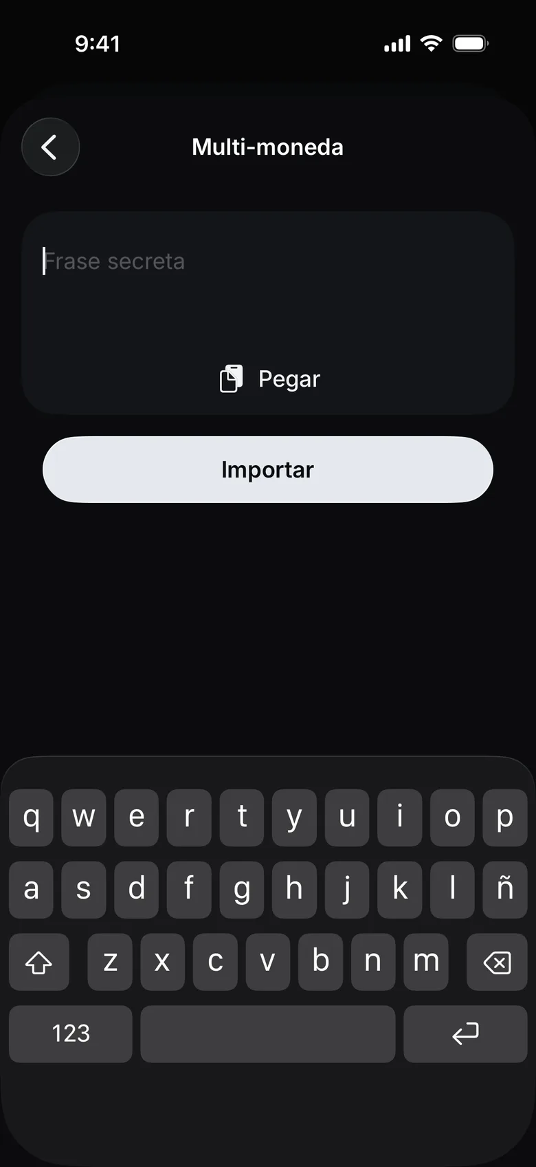 Introduce las palabras y toca «Importar»