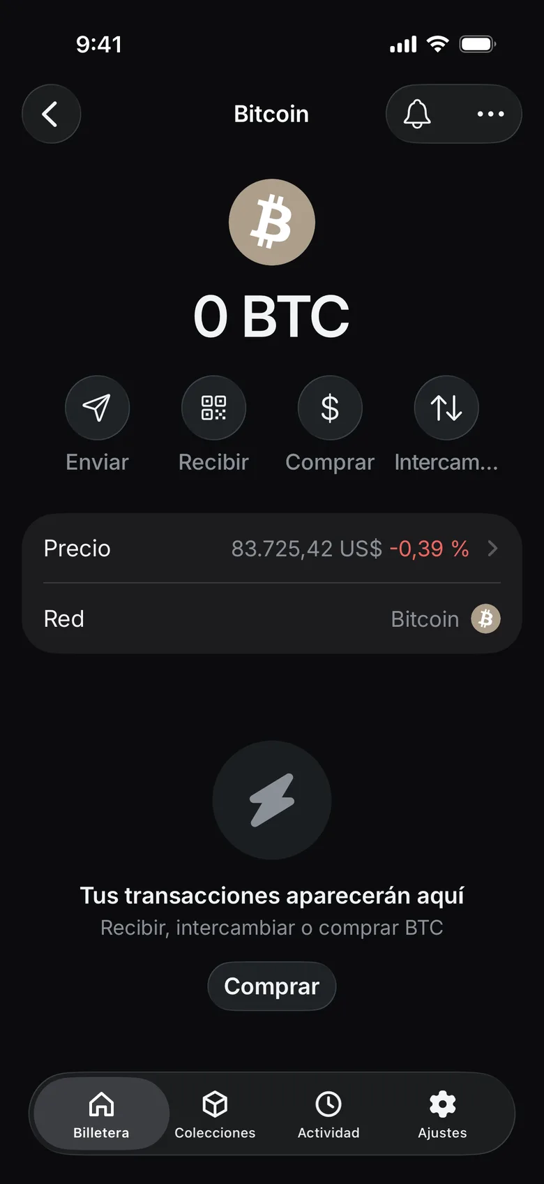 Toca «Enviar» en el activo